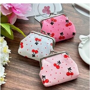 Glitter Cherry Print Change Wallet set of 3
